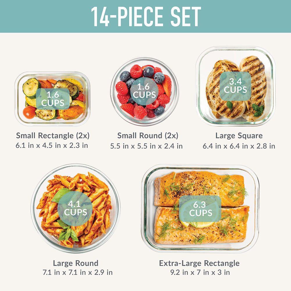 Bentgo Glass Leak-Proof Food Storage Set (14-Piece)