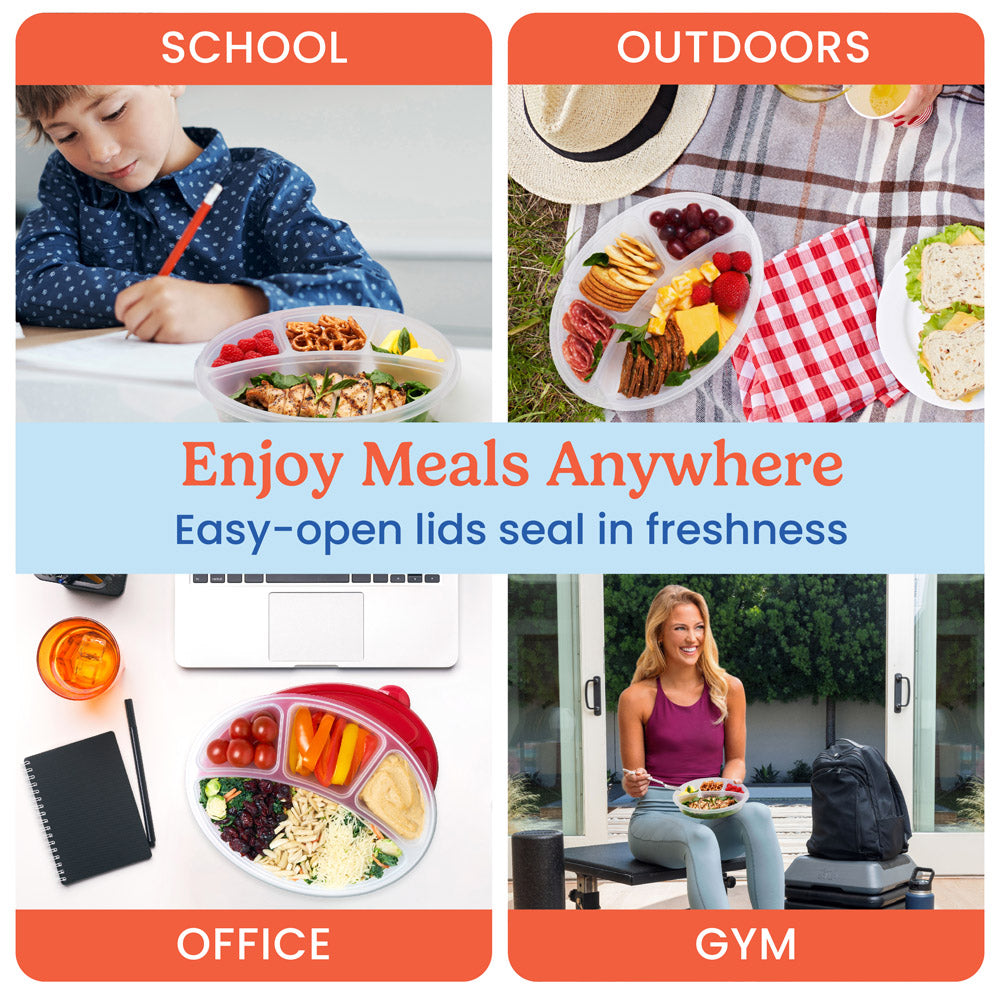 Bentgo Easyboxes 4-Compartment Oval Containers 8-Piece Set
